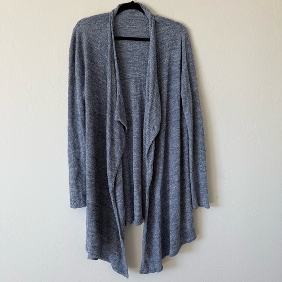 Shimera Sweaters - Shimera Cozy Soft Blue & White Fuzzy Open Front Hi Low Cardigan Medium
